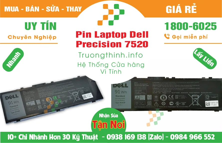 Mua Bán Sửa Thay Pin Laptop Dell Precision 7520 Giá Rẻ | Vi Tính Trường Thịnh