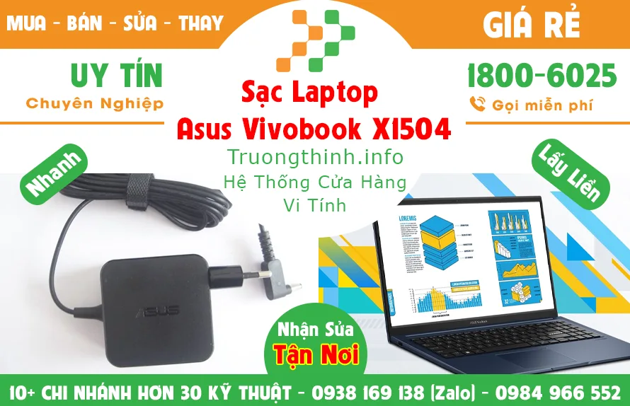 Sạc Laptop Asus Vivobook X1504 Giá Rẻ - Vi Tính Trường Thịnh Sạc Laptop Asus Vivobook X1504 Giá Rẻ - Vi Tính Trường Thịnh