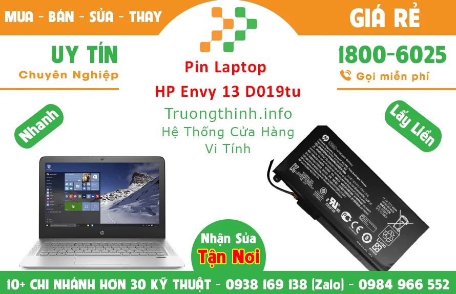 Thay Pin Laptop HP Envy 13 D019tu Slim 5 Chính Hãng Giá Rẻ