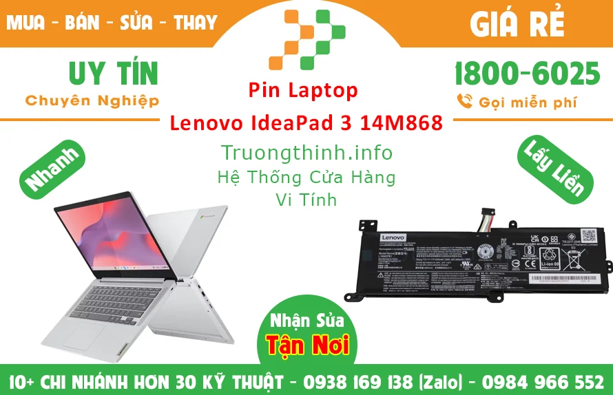 Thay Pin Laptop Lenovo Ideapad 3 14M868 Chính Hãng Giá Rẻ