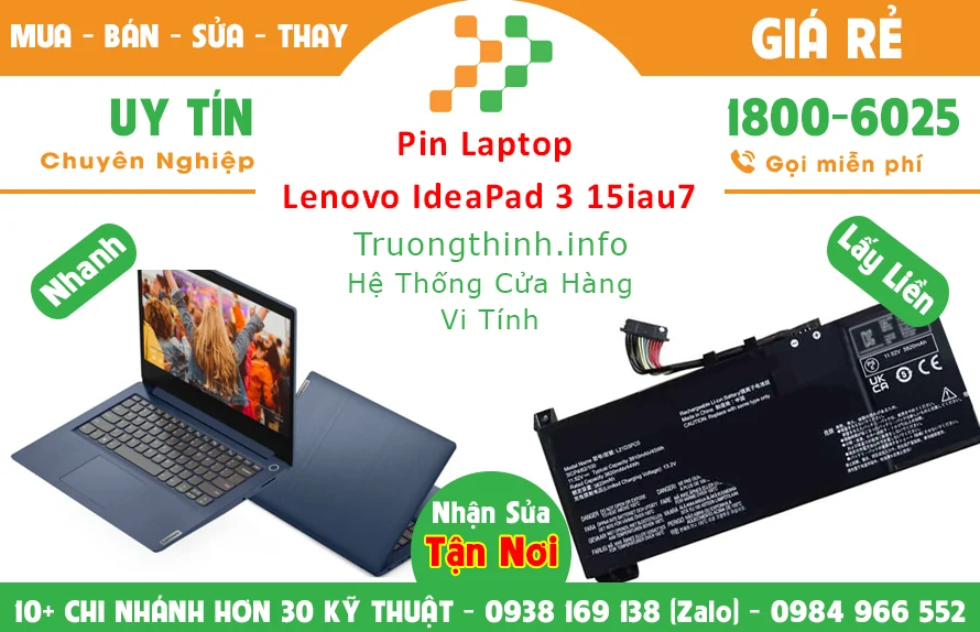 Thay Pin Laptop Lenovo Ideapad 3 15Iau7 Chính Hãng Giá Rẻ