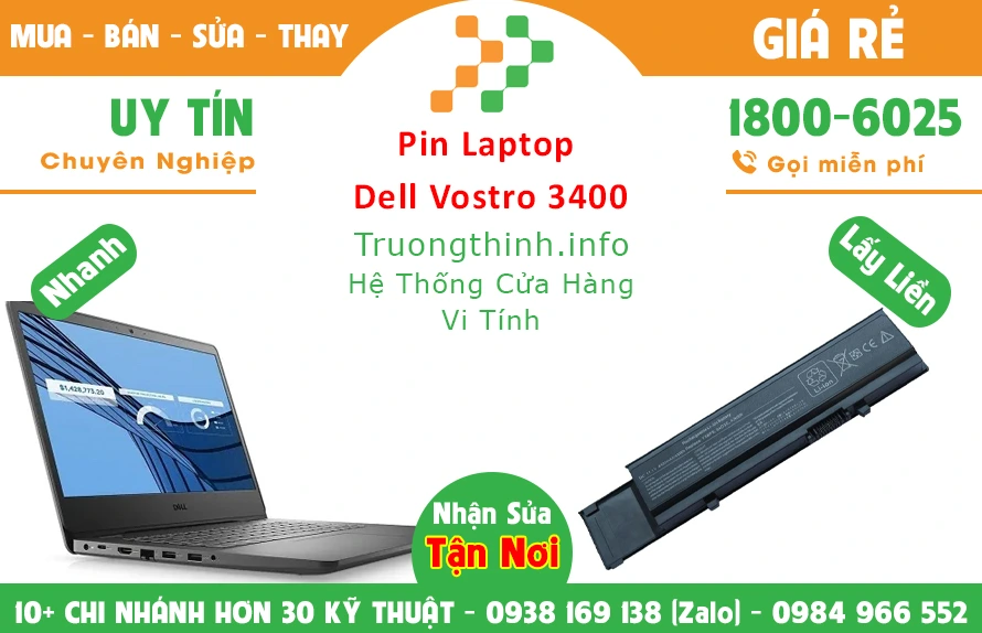 Thay Pin Laptop Dell Vostro 3400 Slim 5 Chính Hãng Giá Rẻ