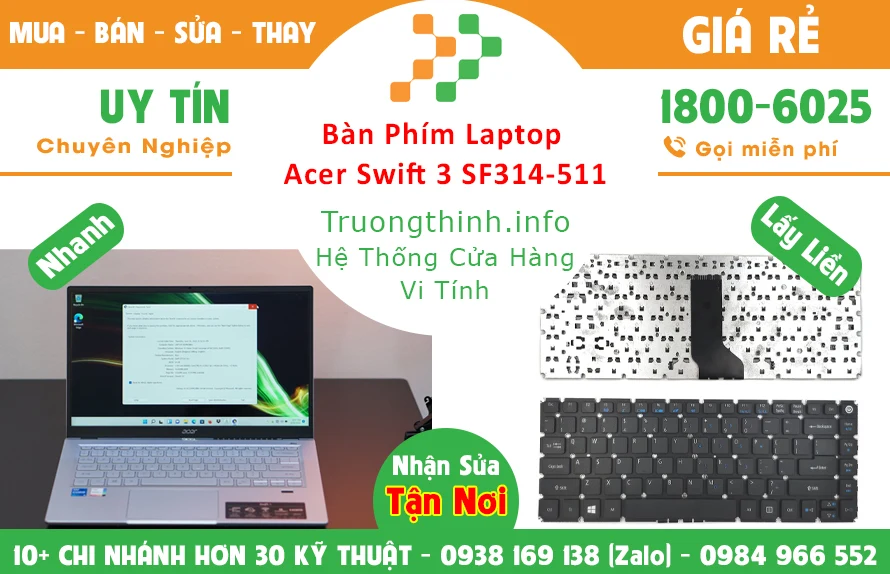 Thay Bàn Phím Laptop Acer Swift 3 SF314-511 Chính Hãng Giá Rẻ