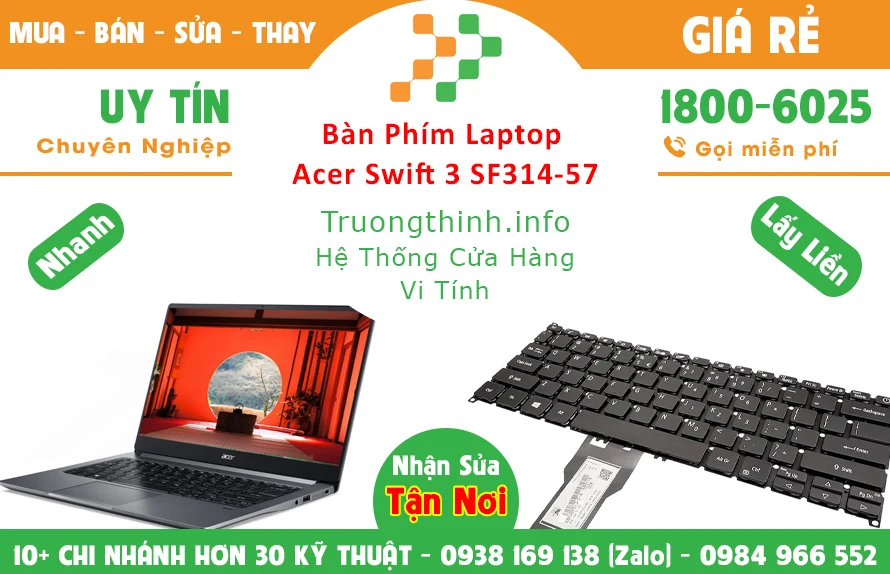 Thay Bàn Phím Laptop Acer Swift 3 SF314-57 Chính Hãng Giá Rẻ