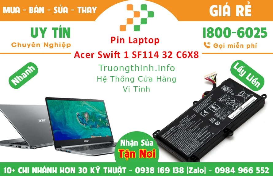 Thay Pin Laptop Acer Swift 1 Sf114 3 C6X8 Slim 5 Chính Hãng Giá Rẻ Thay Pin Laptop Acer Swift 1 Sf114 3 C6X8