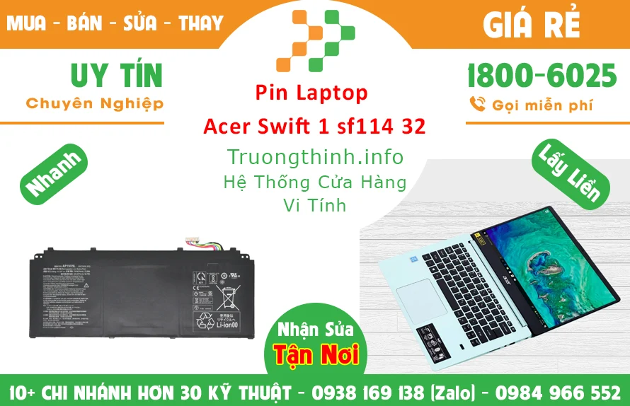 Thay Pin Laptop Acer Swift 1 Sf114 32 Slim 5 Chính Hãng Giá Rẻ Thay Pin Laptop Acer Swift 1 Sf114 32