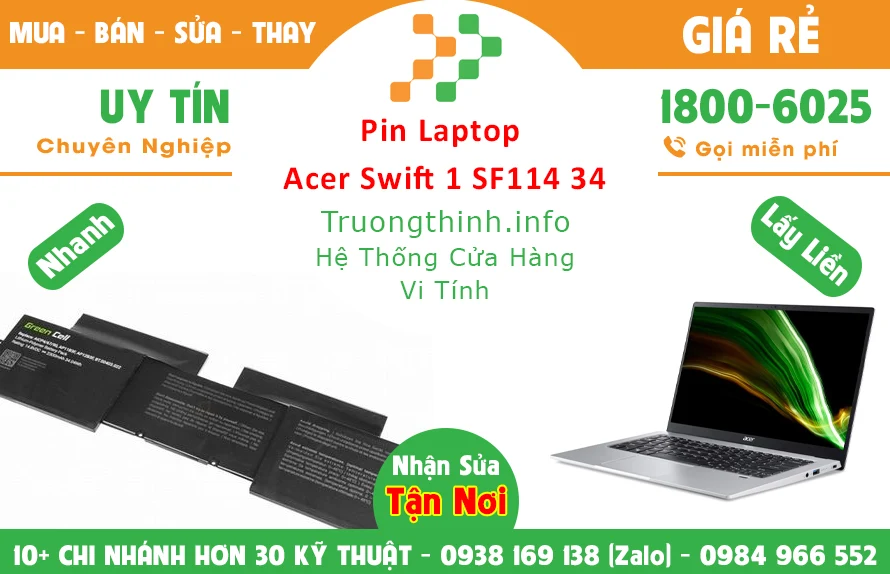 Thay Pin Laptop Acer Swift 1 Sf114 34 Slim 5 Chính Hãng Giá Rẻ Thay Pin Laptop Acer Swift 1 Sf114 34
