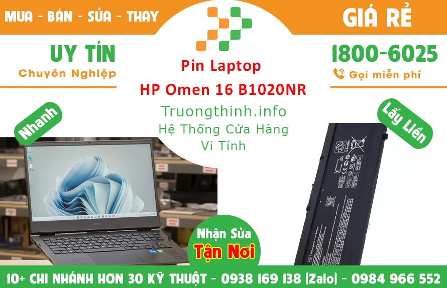 Thay Pin Laptop HP Omen 16 B1020NR Chính Hãng Giá Rẻ