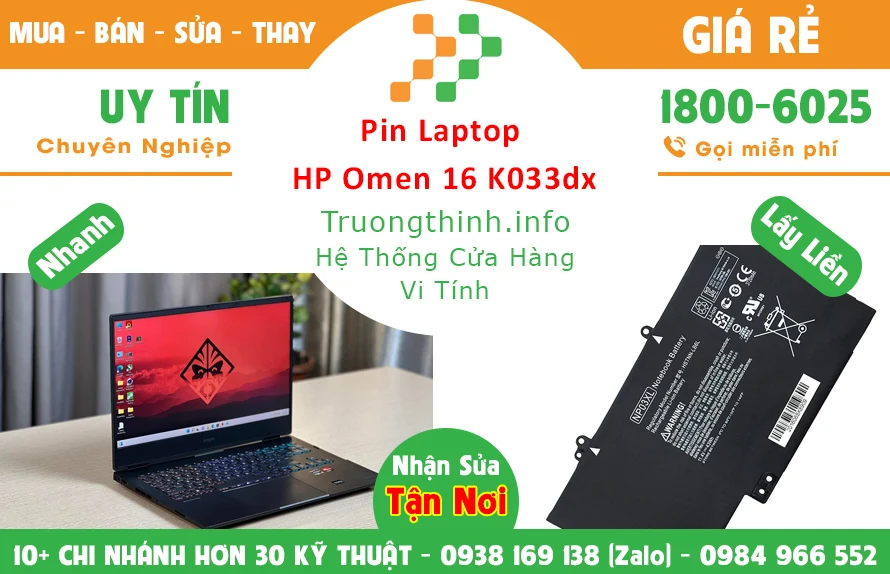 Thay Pin Laptop HP Omen 16 K0033dx Chính Hãng Giá Rẻ