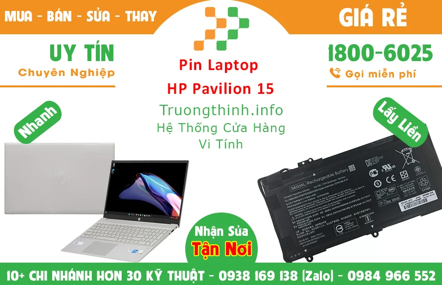 Thay Pin Laptop HP Pavilion 15 EG2062TX Chính Hãng Giá Rẻ