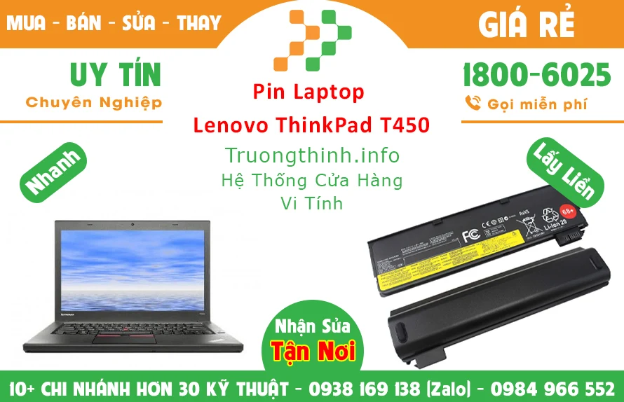 Thay Pin Laptop Lenovo ThinkPad T450 Chính Hãng Giá Rẻ