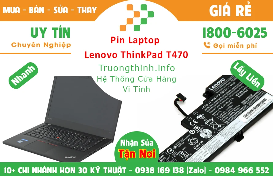 Thay Pin Laptop Lenovo ThinkPad T470 Chính Hãng Giá Rẻ