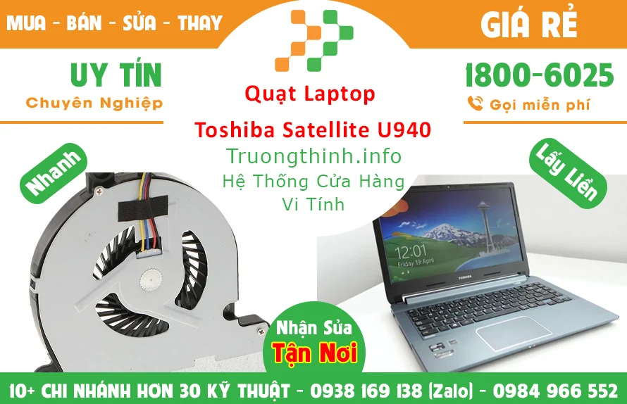 Quạt Laptop Toshiba Satellite U940 Chính Hãng Giá Rẻ