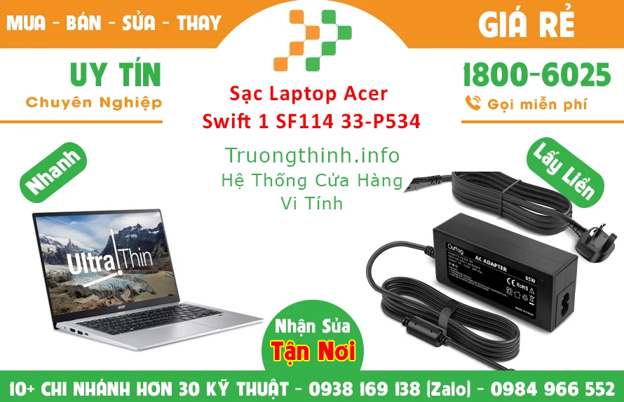 Sạc Laptop Acer Swift 1 SF114 33-P534 Chính Hãng Giá Rẻ