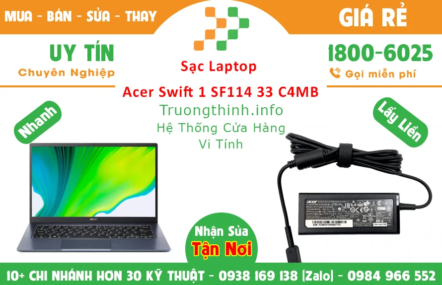 Sạc Laptop Acer Swift 1 SF114 34 C4MB Chính Hãng Giá Rẻ