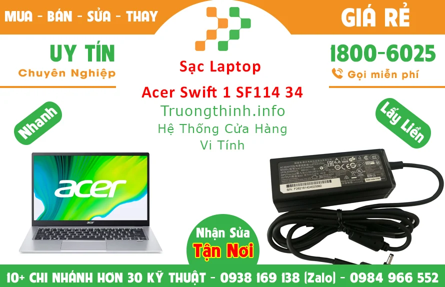 Sạc Laptop Acer Swift 1 Sf114 34 Chính Hãng Giá Rẻ