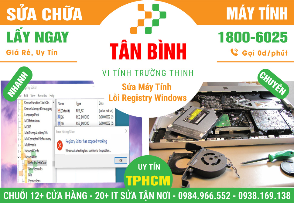 Nơi Sửa Máy Tính Bị Lỗi Registry Windows Tại Quận Tân Bình
