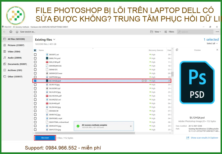 File Photoshop bị lỗi trên laptop Dell: Cách xử lý triệt để & Khôi phục dữ liệu