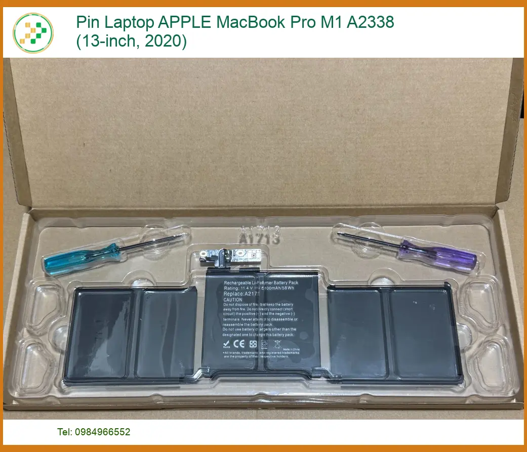 Thay Pin Laptop Apple Macbook Pro M1 A2338 (13-inch, 2020) Zin Chính Hãng Lấy Liền
