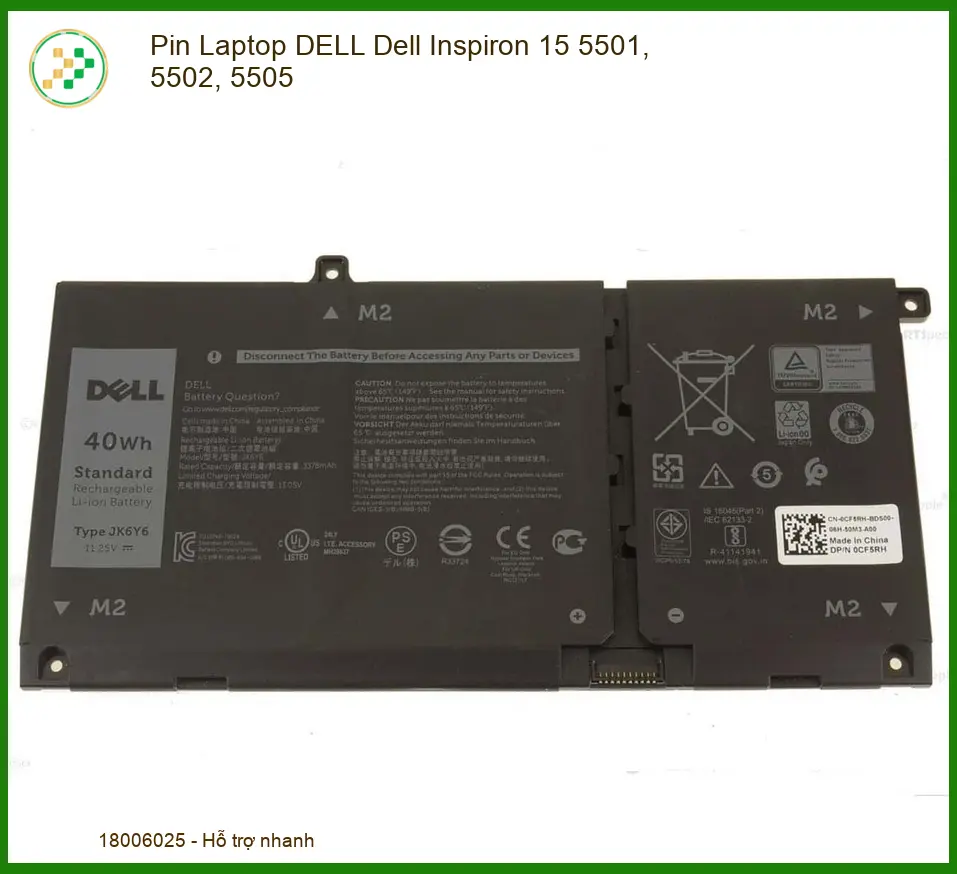 Linh kiện Pin Laptop DELL Dell Inspiron 15 5501, 5502, 5505 chất lượng - Dịch vụ từ Trung Tâm Tin Học Trường Thịnh.