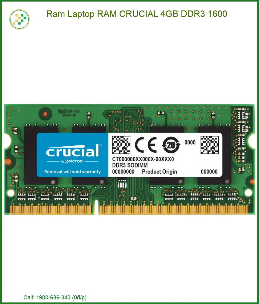 Nâng cấp hiệu năng máy tính với Ram Laptop RAM CRUCIAL 4GB DDR3 1600 chính hãng tại Trung Tâm Tin Học Trường Thịnh.