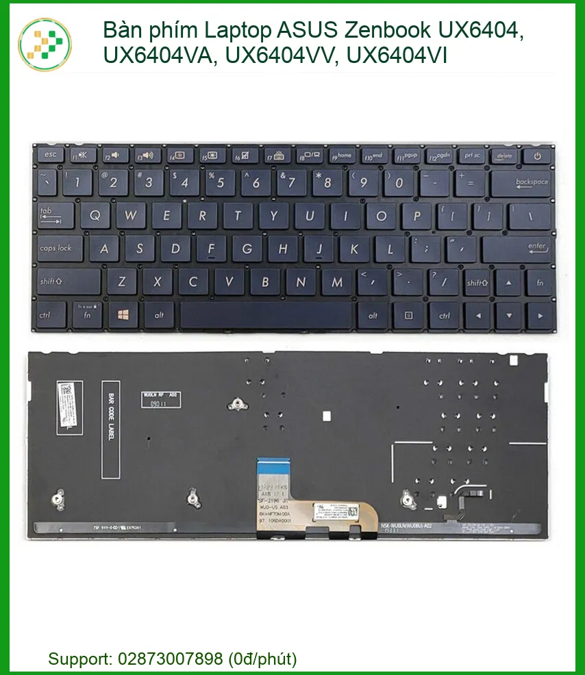 Bàn phím Laptop ASUS Zenbook UX6404, UX6404VA, UX6404VV, UX6404VI Chính Hãng | Thay Thế Tận Nơi, Bảo Hành 1 Đổi 1
