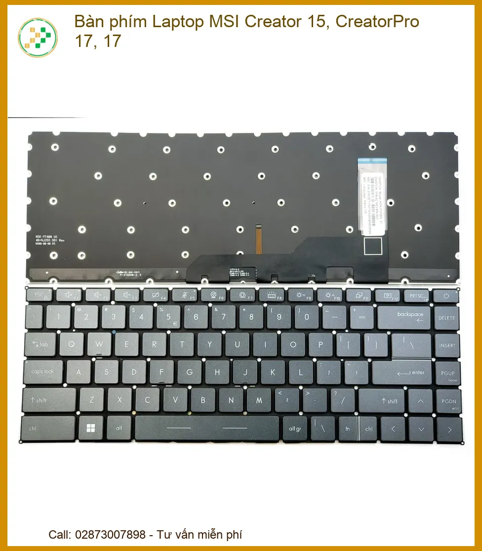 Bàn phím Laptop MSI Creator 15, CreatorPro 17 Zin Mới, Thay Thế Lấy Ngay, Bảo Hành Uy Tín