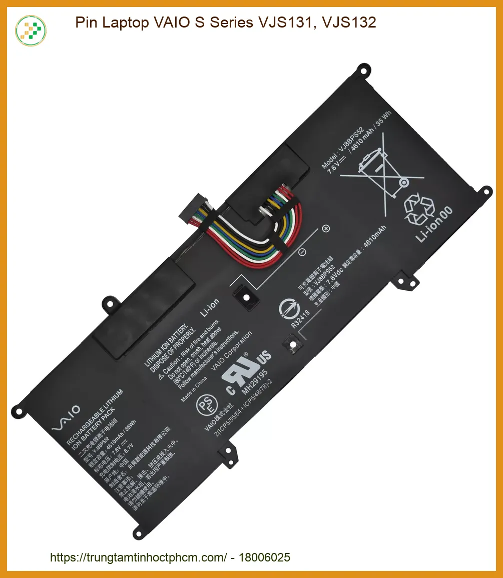 Pin Laptop VAIO S Series VJS131 VJS132 Chính Hãng, Thay Lấy Liền