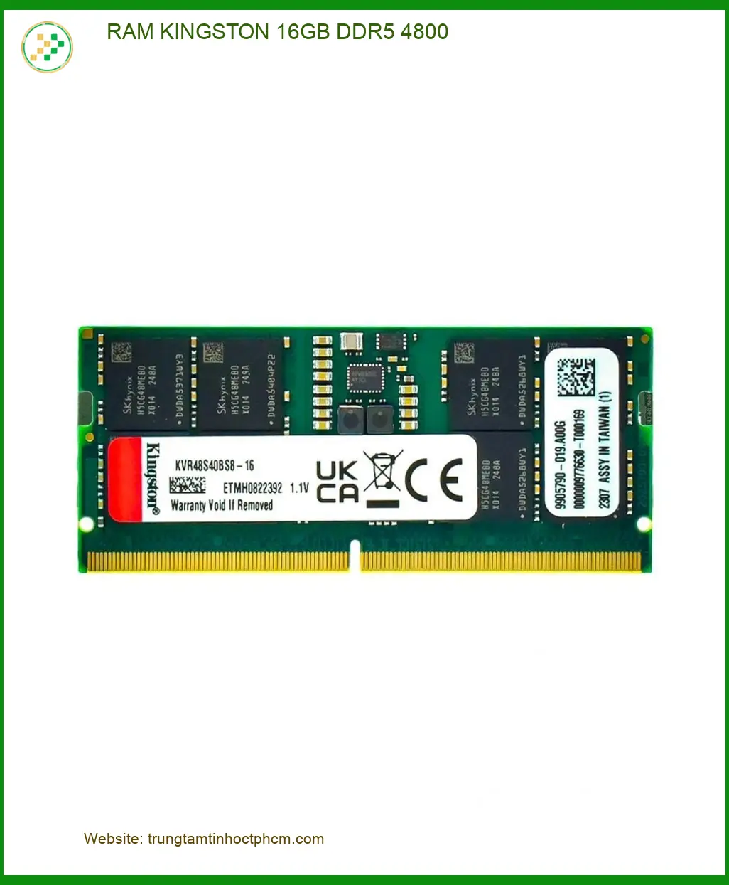 Ram Laptop Kingston 16GB DDR5 4800 - Giá Tốt TPHCM | Lấy Nhanh
