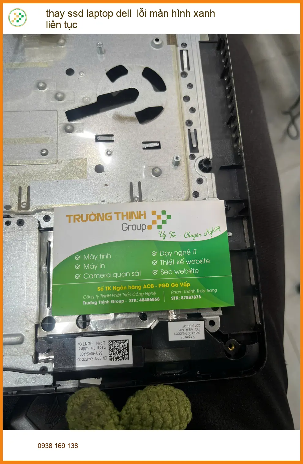 Anh Hùng kỹ sư thay ssd laptop Dell lỗi màn hình xanh Quận Bình Thạnh ảnh thực tế 1