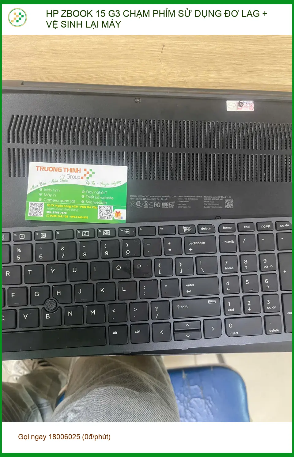 Tiệm sửa chữa, vệ sinh HP ZBOOK 15 G3 đơ lag Quận Phú Nhuận - Anh Khoa ảnh thực tế 1