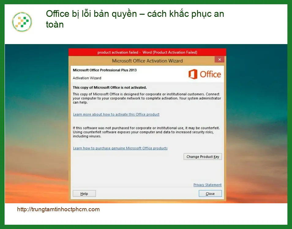 Văn phòng Office bị lỗi bản quyền – khắc phục an toàn tại TPHCM