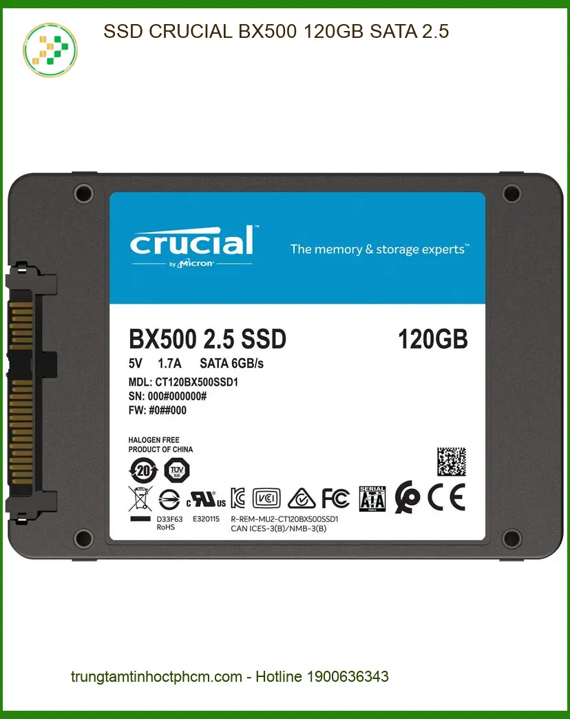 Ổ cứng Laptop SSD CRUCIAL BX500 120GB - Lắp đặt Tận Nơi, Giá Tốt TPHCM