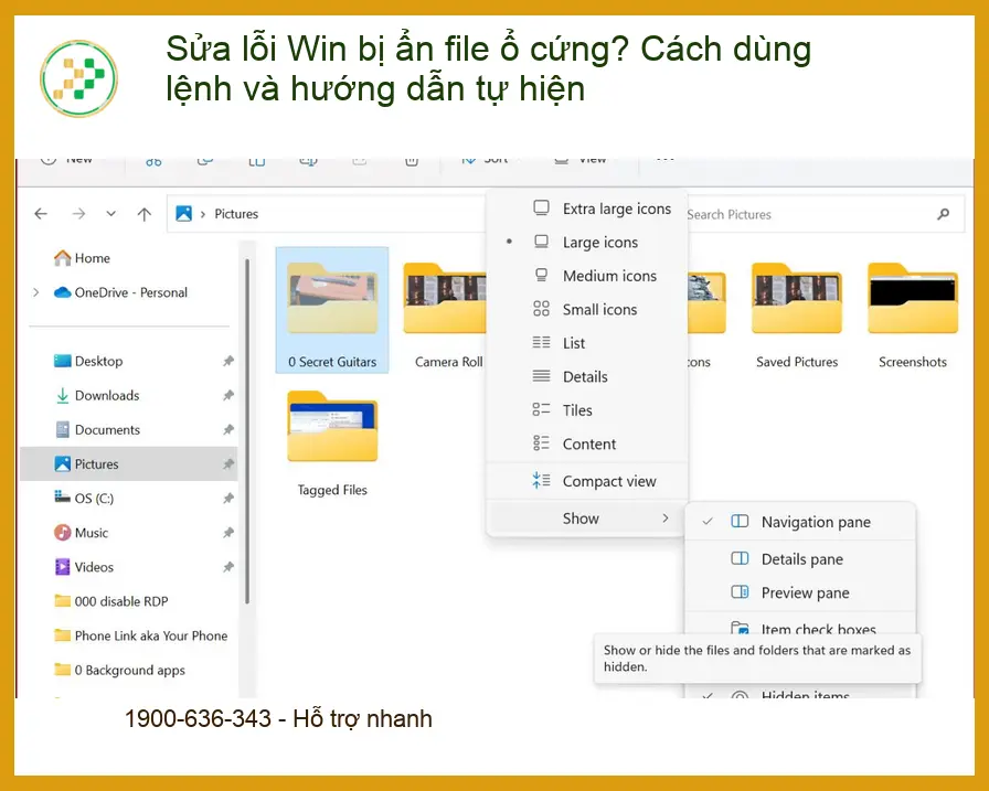 Windows Sửa lỗi Win bị ẩn file ổ cứng - Trung tâm hỗ trợ TPHCM
