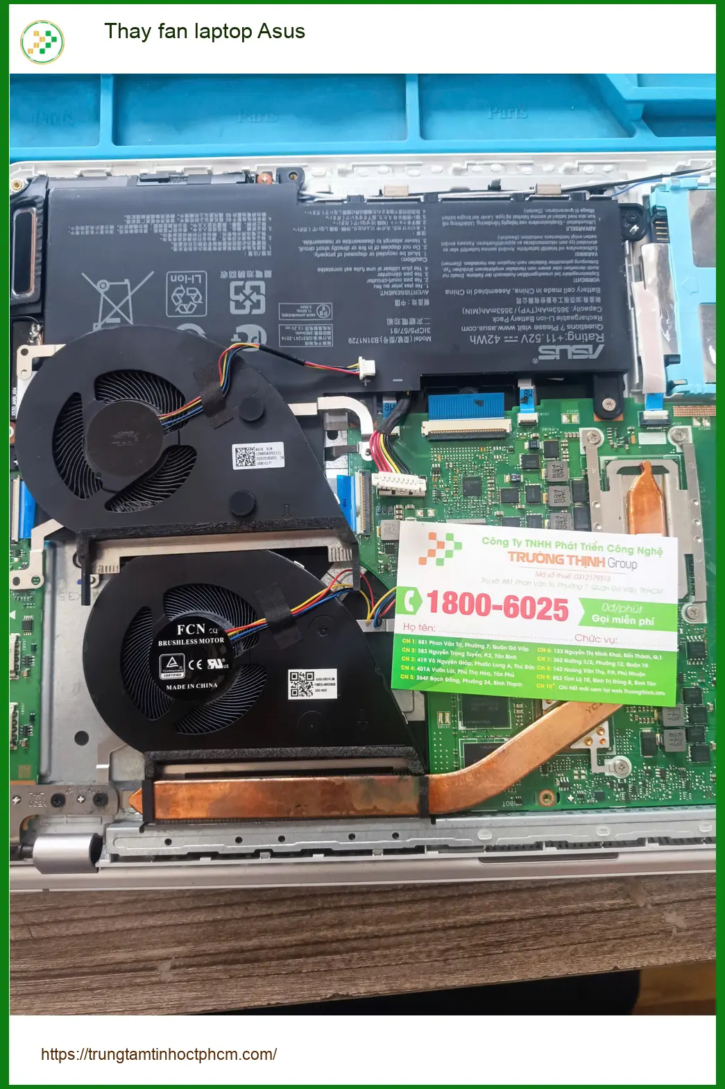 Tiệm thay fan laptop Asus Quận Tân Phú lấy ngay - Chị Kiều kế toán vội vã tìm ảnh thực tế 1