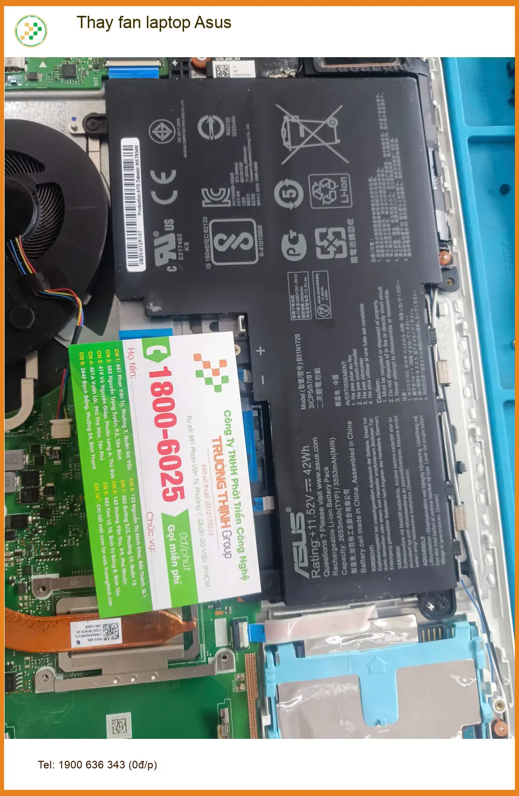 Tiệm thay fan laptop Asus Quận Tân Phú lấy ngay - Chị Kiều kế toán vội vã tìm ảnh thực tế 2