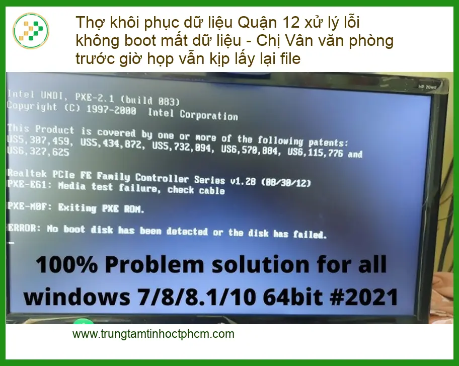 Khôi Phục Dữ Liệu Quận 12 lỗi không boot - Thợ cấp tốc lấy lại file