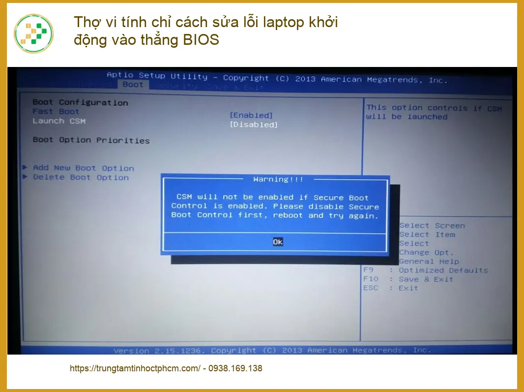 Thủ thuật sửa lỗi laptop vào BIOS - Địa chỉ trung tâm hỗ trợ TPHCM