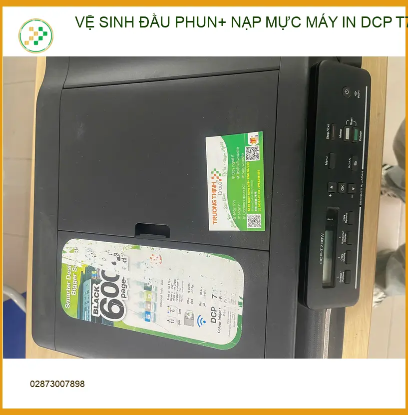 Anh Quân Phú Nhuận: Vệ sinh đầu phun, nạp mực máy in DCP T7000W nhanh