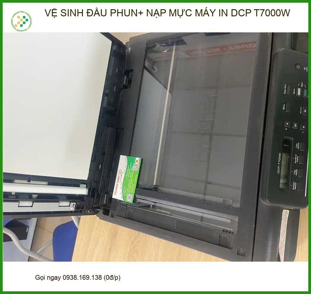Anh Quân Phú Nhuận: Vệ sinh đầu phun, nạp mực máy in DCP T7000W nhanh ảnh thực tế 2