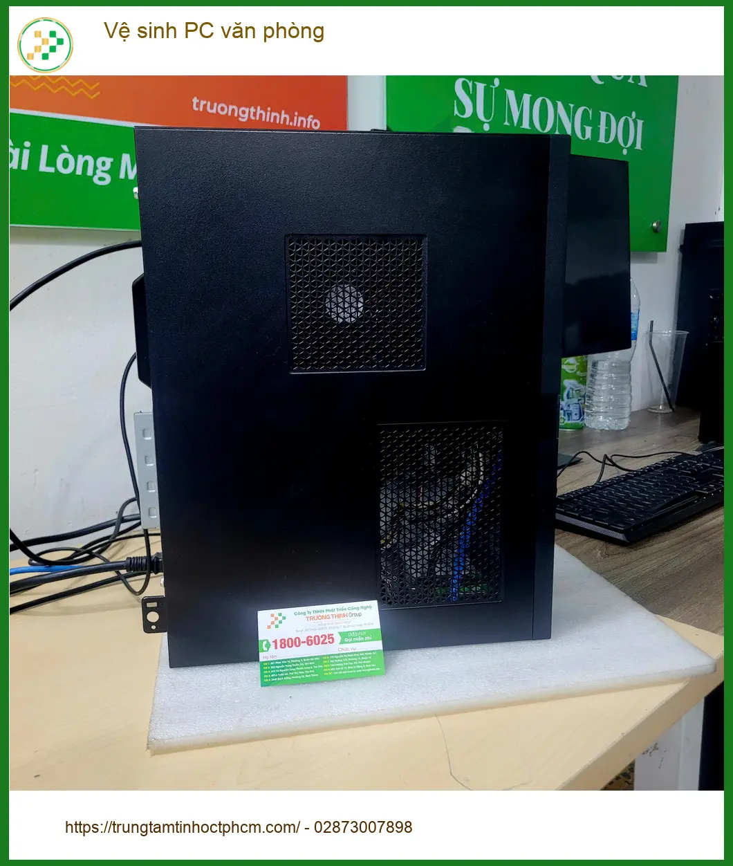 Dịch vụ vệ sinh PC văn phòng Quận Tân Bình - Cô Hằng quản lý than máy nóng ảnh thực tế 1