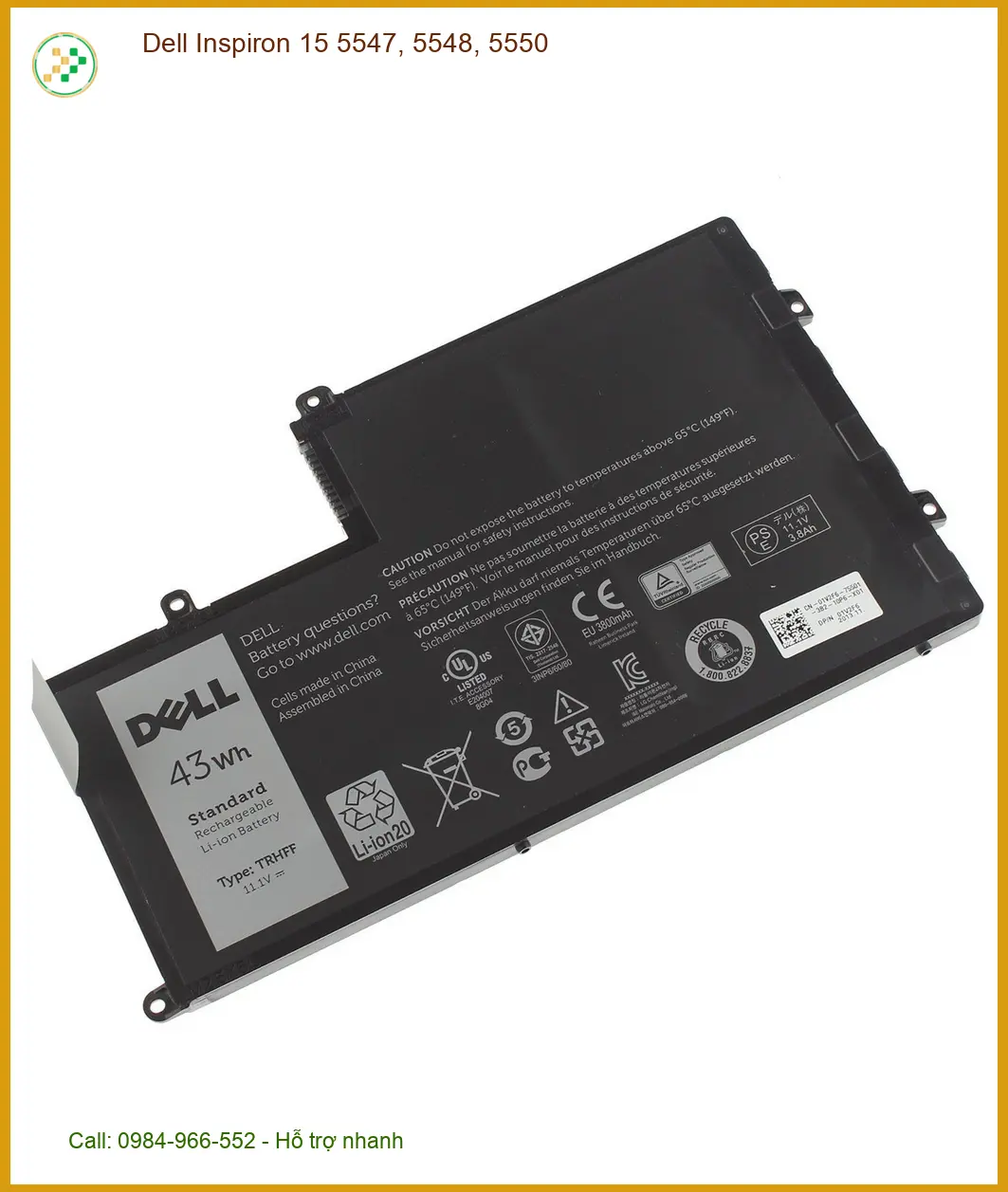 Pin Laptop DELL Inspiron 15 5547 5548 5550 - Thay Nhanh Lấy Liền TPHCM Giá Tốt