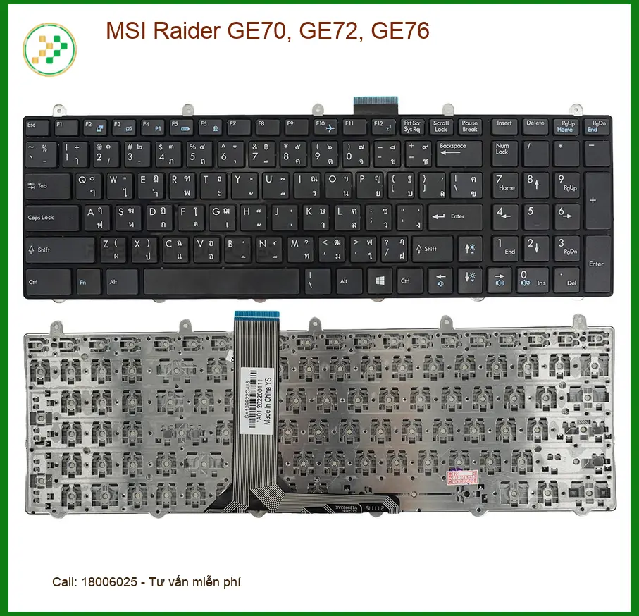 Bàn phím Laptop MSI Raider GE70, GE72, GE76 - Thay lấy ngay | Trung tâm TPHCM