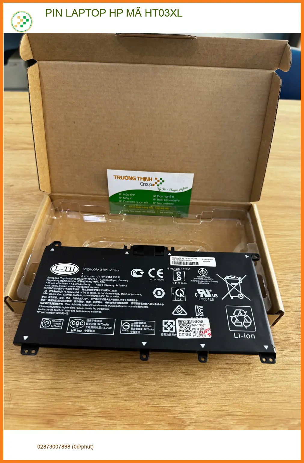 Chị Diễm kế toán tìm cửa hàng thay PIN LAPTOP HP MÃ HT03XL Quận 10 uy tín ảnh thực tế 1