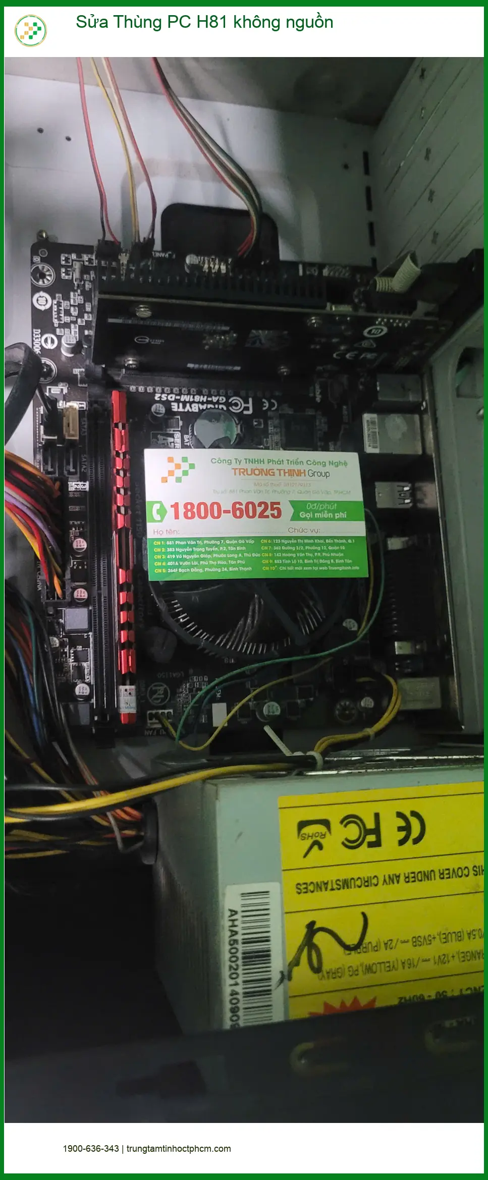 Tiệm sửa thùng PC H81 không nguồn Quận Bình Tân - Chú Nhật sửa cấp tốc ảnh thực tế 1