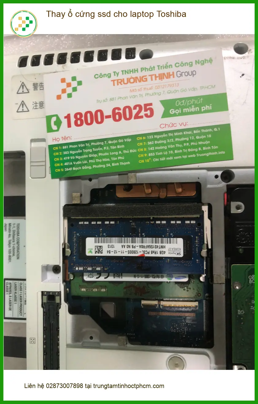 Anh Đạt lập trình viên tìm chỗ Thay ổ cứng ssd laptop Toshiba Quận Bình Tân gấp ảnh thực tế 1