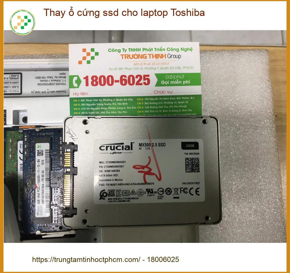 Anh Đạt lập trình viên tìm chỗ Thay ổ cứng ssd laptop Toshiba Quận Bình Tân gấp ảnh thực tế 2