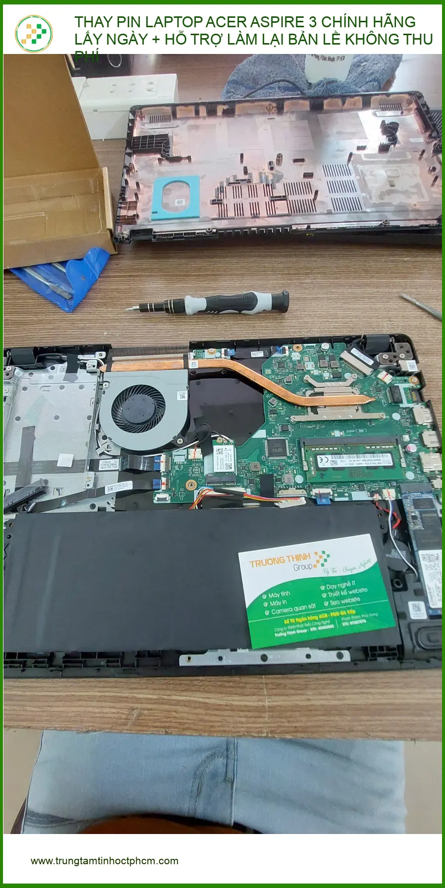 Tiệm Anh Kiệt thay PIN Acer Aspire 3 chính hãng lấy ngày + bản lề miễn phí Q.Phú Nhuận ảnh thực tế 1