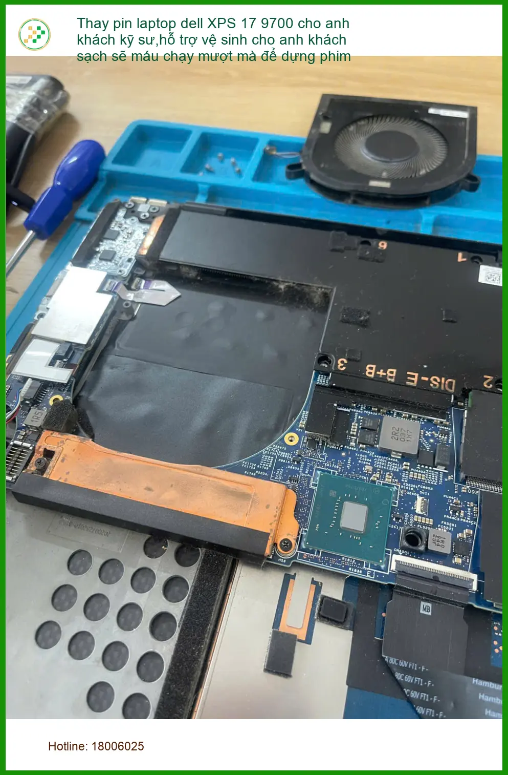 Dịch vụ thay pin laptop Dell XPS 17 9700 cho anh Khải dựng phim Phú Nhuận ảnh thực tế 2