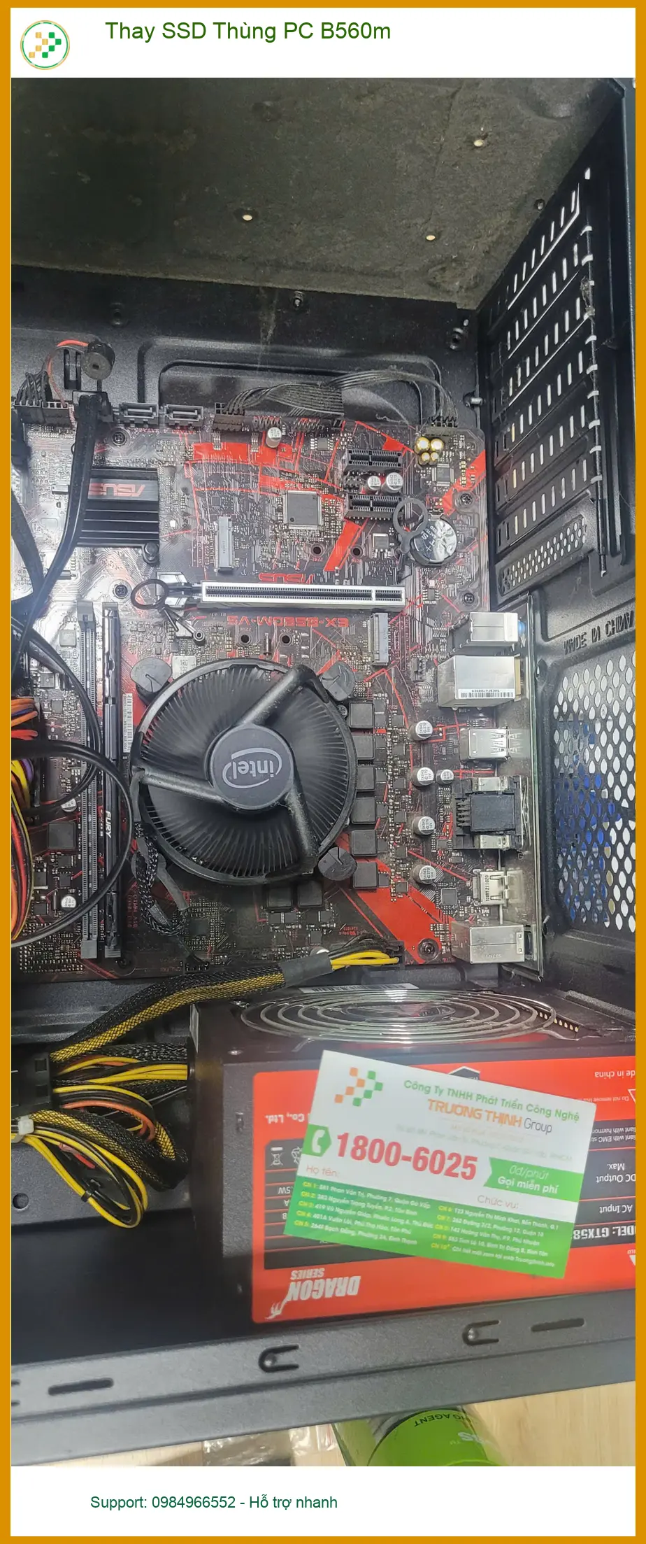 Chú Tiến kiến trúc sư bận rộn thay SSD Thùng PC B560m Quận Bình Tân ảnh thực tế 1
